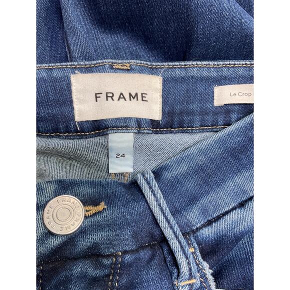Frame 'Le' Blue Cotton Cropped Mini Mid Rise Bootcut Denim Jean Size 24 - Picture 4 of 5